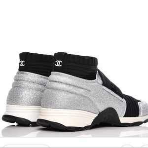 CHANEL Glitter Elastic Sneakers Spring 2018